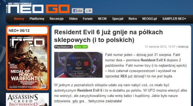 Niezależność dziennikarska czy po prostu uczciwość? Co zrobić z oryginalną kopią Resident Evil 6 na miesiąc przed premierą?