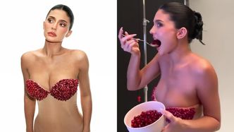 Kylie Jenner wcisnęła piersi w stanik z NASION GRANATU. Pomysłowo? (ZDJĘCIA)