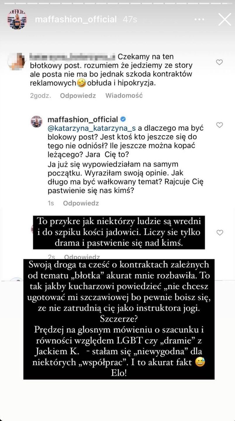 Maffashion opowiada o skutkach konfliktu z Jackiem Kurskim