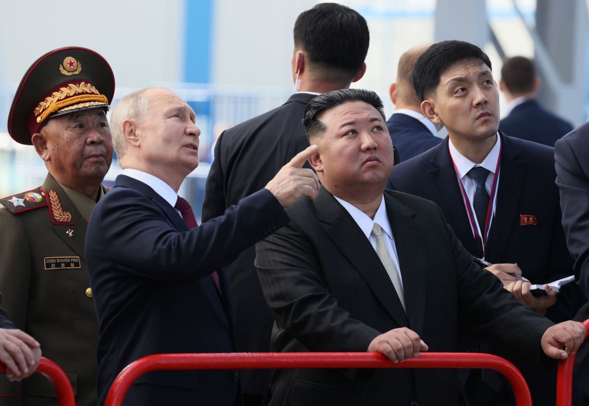 Władimir Putin z Kim Dzong Unem