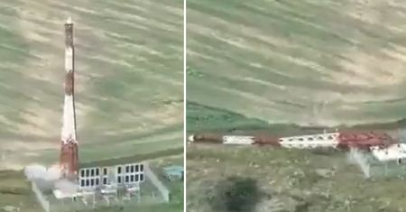 Wieża runęła w kilka sekund. To zemsta? Nagranie z Rosji