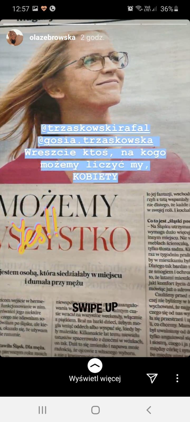 Ola Żebrowska popiera Rafała Trzaskowskiego i jego żonę