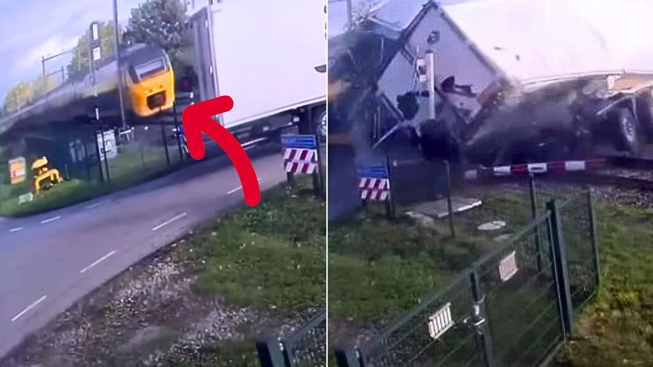 Pociąg staranował ciężarówkę. Nagranie z wypadku na przejeździe