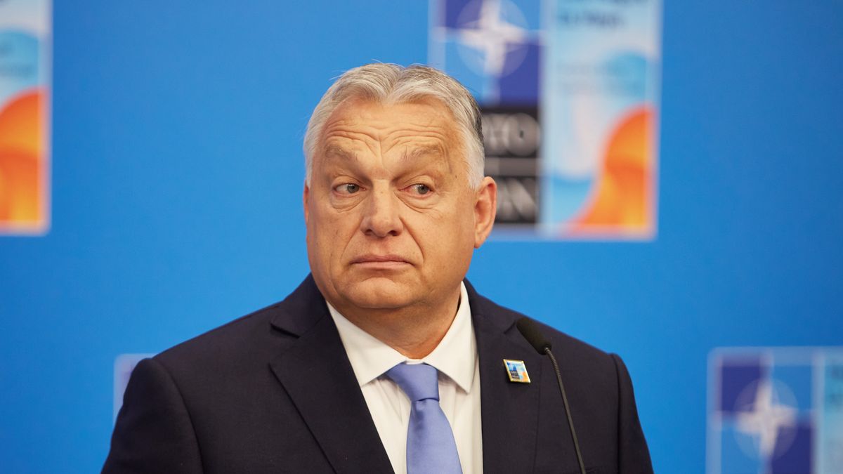 THE HAGUE, NETHERLANDS - JUNE 25: Prime Minister of Hungary Viktor Orban speaks to the press during the NATO summit on June 25, 2025 in The Hague, Netherlands. This year's NATO summit, which brings together heads of state and government from across the military alliance, is being held in the Netherlands for the first time. Among other matters, members are to approve a new defense investment plan that raises target for defense spending to 5% of GDP. (Photo by Pierre Crom/Getty Images)
