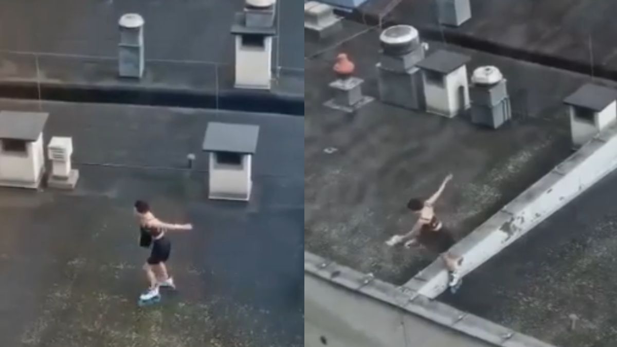 Cieszyn. 25-latka jeździła na rolkach po dachu szpitala.