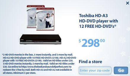12 filmów HD DVD gratis z Toshibą HD-A3