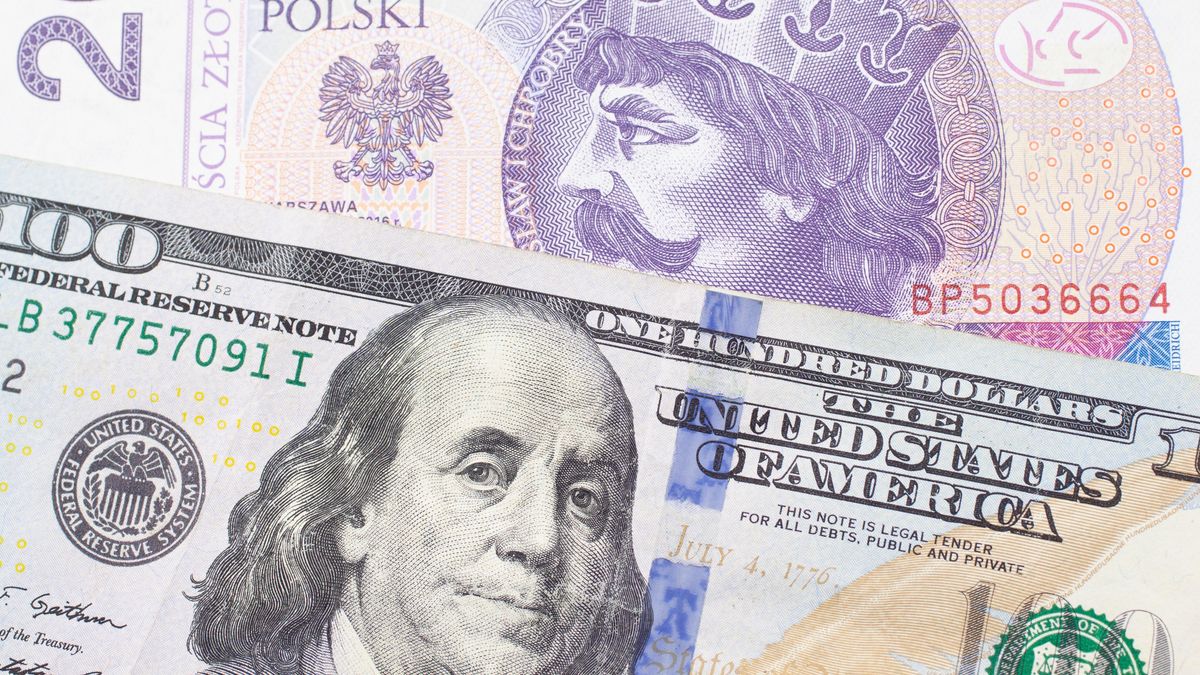 A a colorful Polish 20 zloty bank note from Poland paired with a blue, one hundred dollar bill from the United States.
A macro image of a a colorful Polish 20 zloty bank note from Poland paired up with a blue, one hundred dollar bill from the United States.  Shot close up in macro.
Vitoria Holdings LLC
money, mint, mints, monies, currencies, close, up, macro, background, cash, commerce, bill, dollar, financial, bank, exchange, rate, trade, polish, european, zloty, pln, twenty, eastern, america, american, one, federal, reserve, washington, green, greenback, usd, hundred