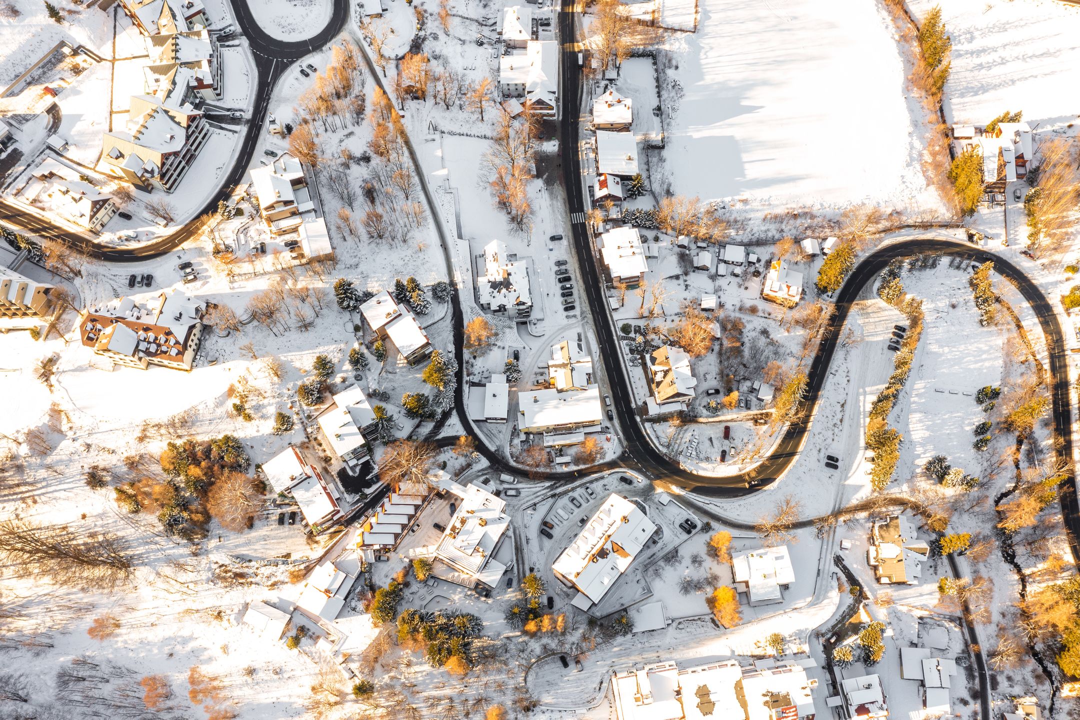A snow-covered resort town in Poland from a bird's eye view. Winter landscape from above. Karpacz, PolandA snow-covered resort town in Poland from a bird's eye view. Winter landscape from above. Karpacz, PolandVladyslav Horoshevych