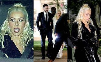 Młodniejąca z wiekiem i coraz szczuplejsza Christina Aguilera drepcze z ukochanym na imprezę z okazji jego 40. urodzin