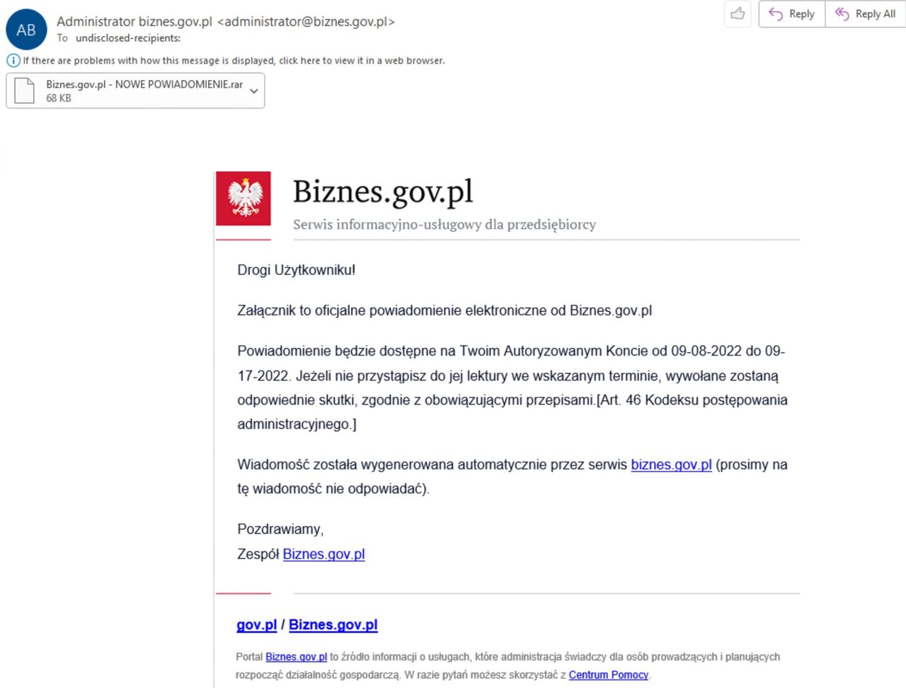 Fałszywy e-mail