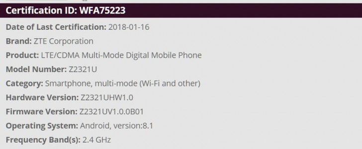 ZTE Z2321U w baziue Wi-Fi Alliance