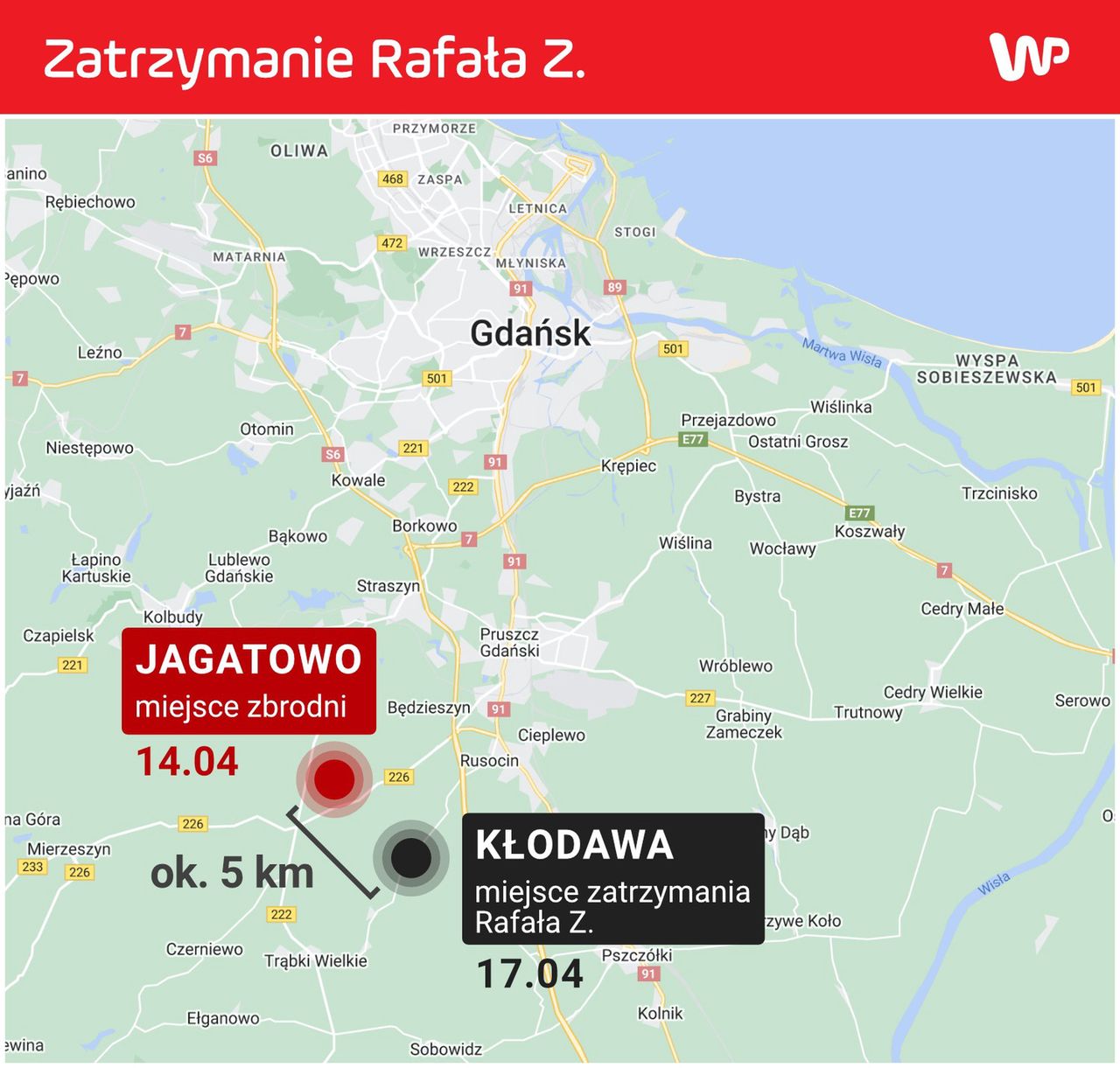 Miejsce zatrzymania Rafała Z.