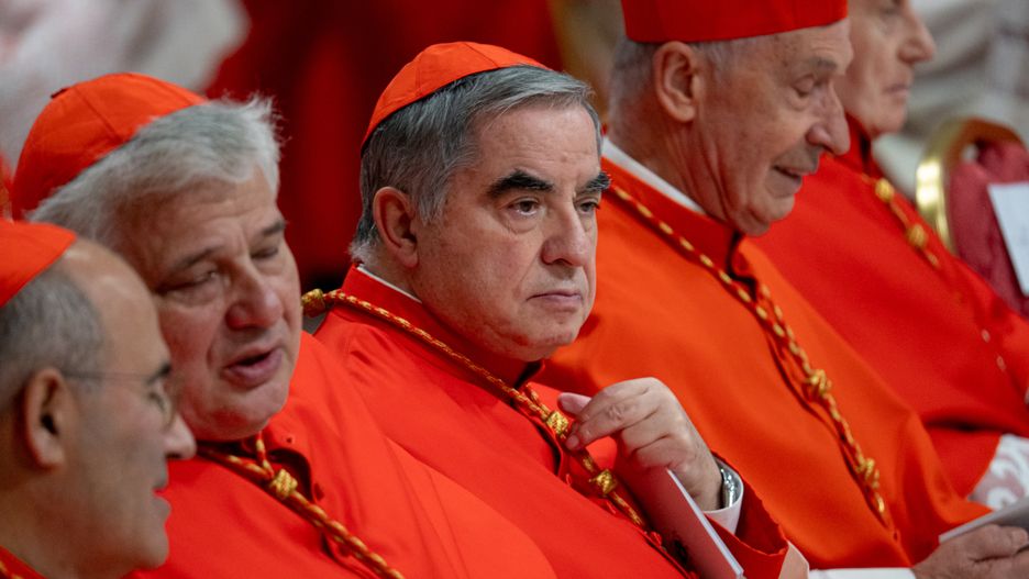 Cardinal Giovanni Angelo Becciu attends an Ordinary Public Consistory for the creation of new cardinals at St. Peter's Basilica in the Vatican on December 7, 2024. (Photo by Massimo Valicchia/NurPhoto via Getty Images)