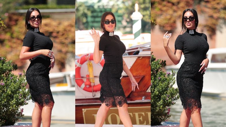 Georgina Rodriguez odziana w czerń pozuje w Wenecji