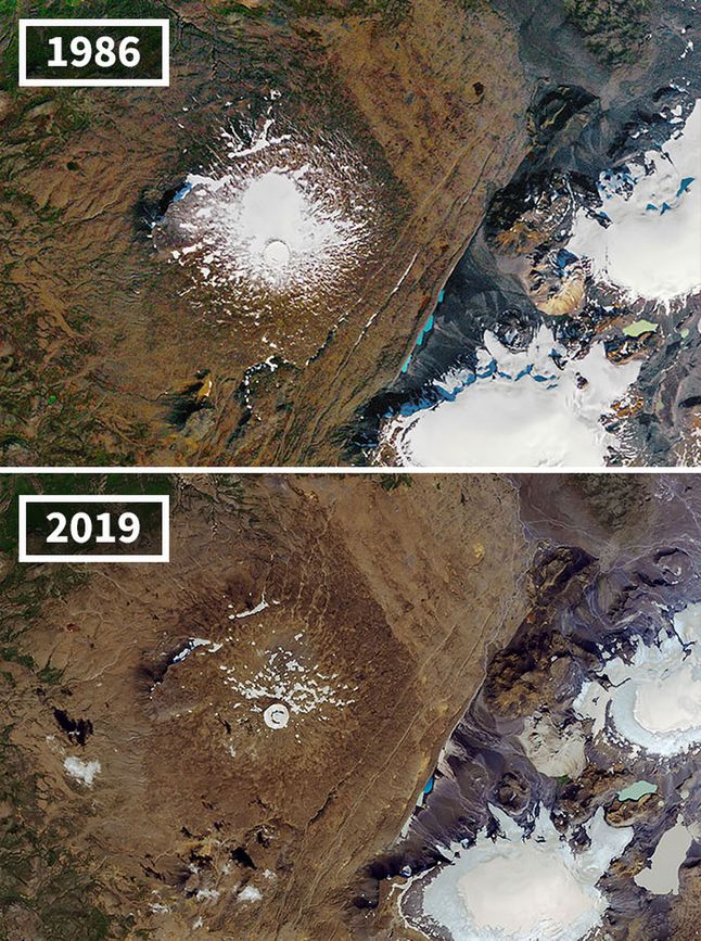 Topniejący lodowiec na Islandii