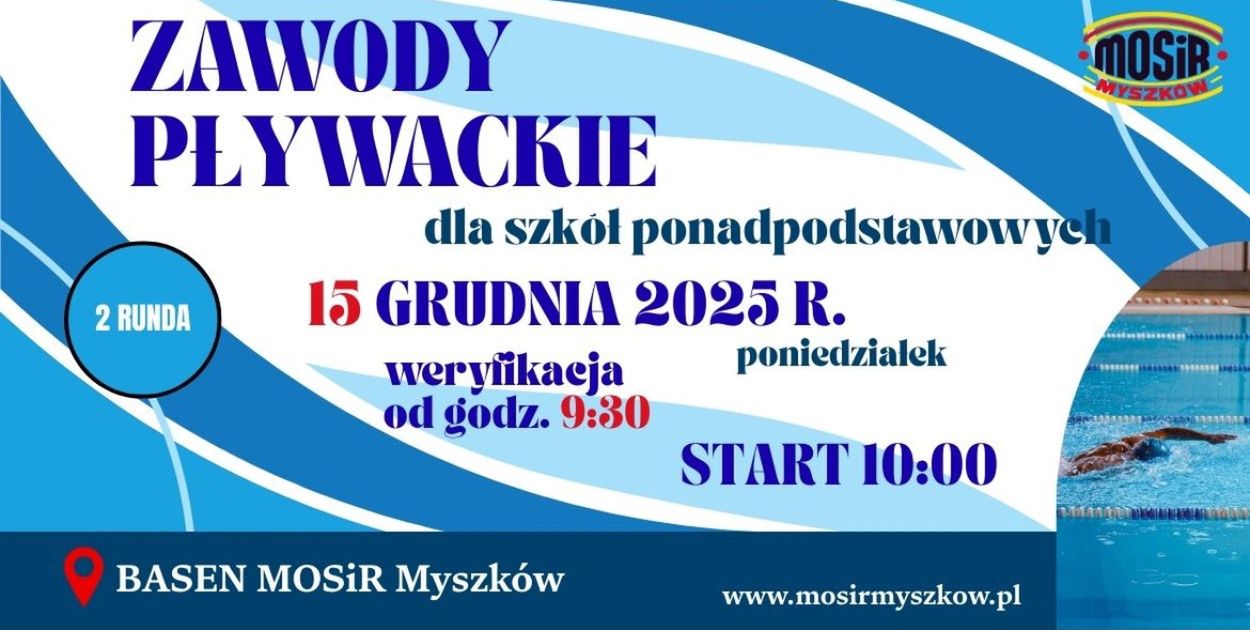 Myszków: Zawody Pływackie – II Runda dla Szkół Ponadpodstawowych