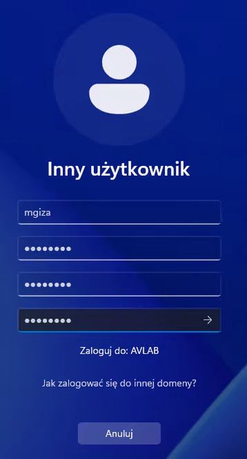 Logowanie domenowe do systemu Windows.