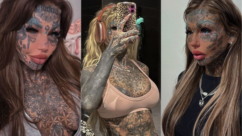 Amber Luke ma wytatuowane 98 proc. powierzchni ciała, WSZCZEPIONE ROGI i rozdwojony język. Tak wyglądała przed metamorfozą (ZDJĘCIA)