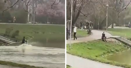Naga kobieta goniła spacerowiczów we wrocławskim parku. Policjanci ujęli ją w wodzie