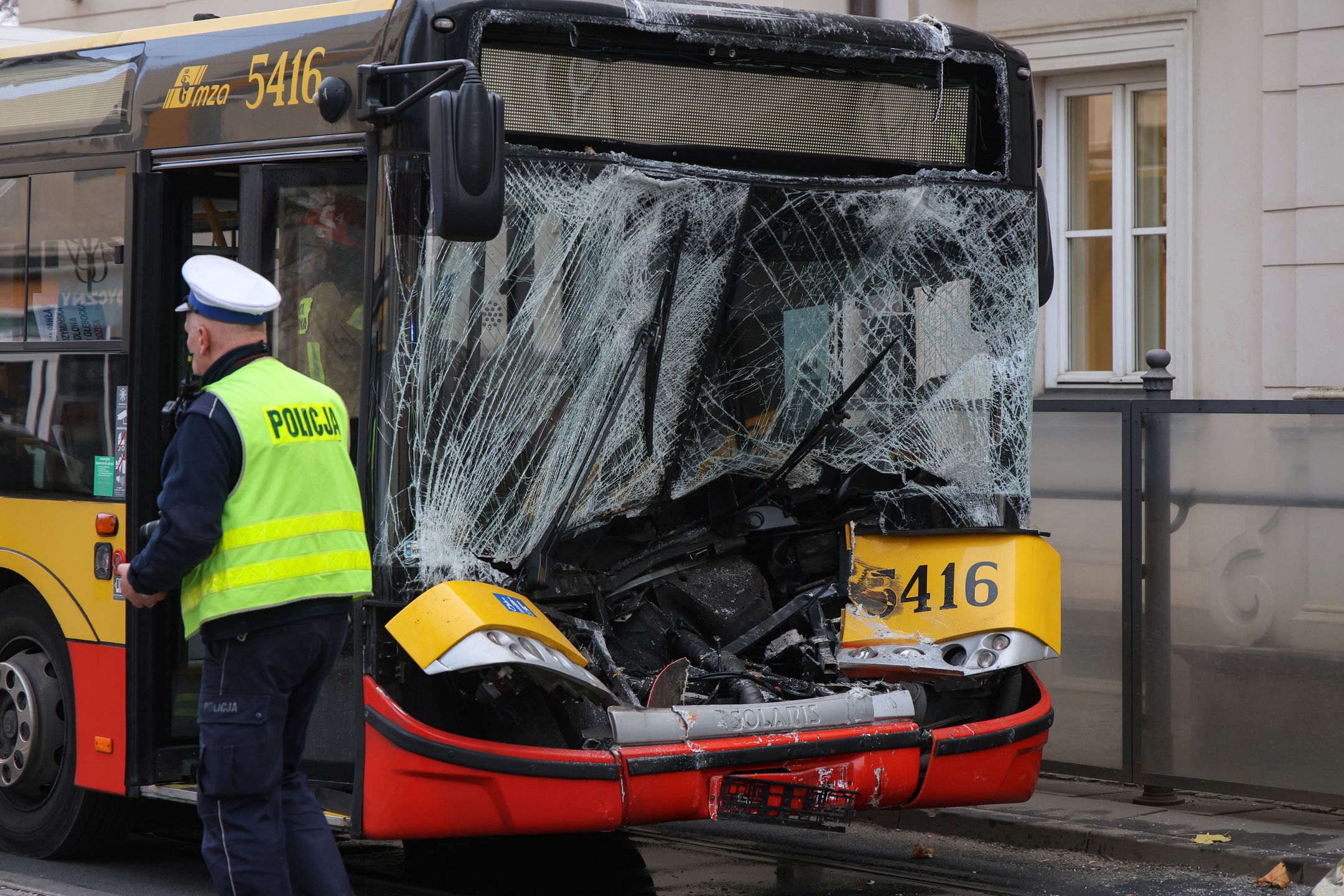 Miejsce zderzenia dwóch tramwajów i autobusu