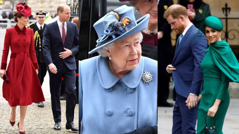 Rodzina królewska w towarzystwie "po prostu Harry'ego" i rozpromienionej Meghan Markle zadaje szyku na mszy z okazji Commonwealth Day (ZDJĘCIA)