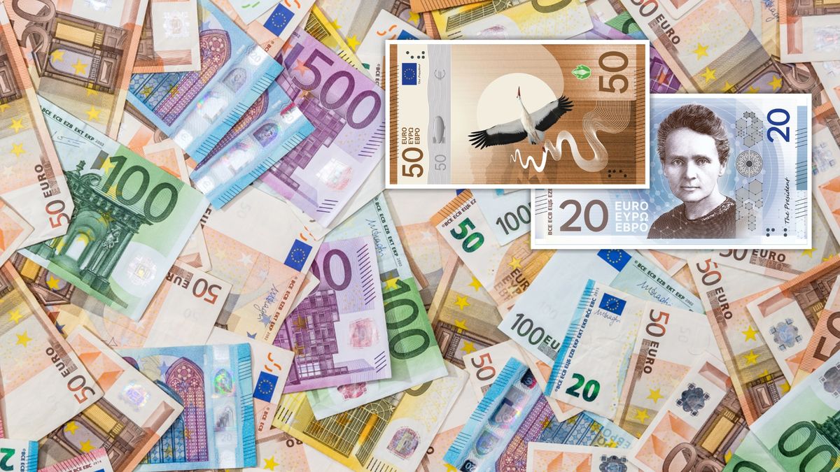 Dwie z propozycji nowych banknotów euro z polskimi motywami