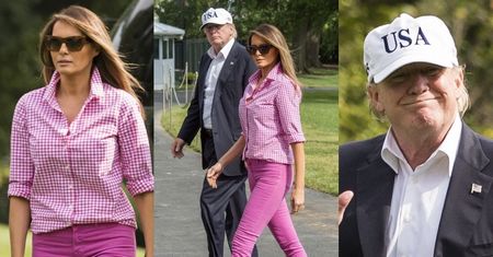 Stylowa Melania w różu i ucieszony Donald wracają z rodzinnego weekendu (ZDJĘCIA)