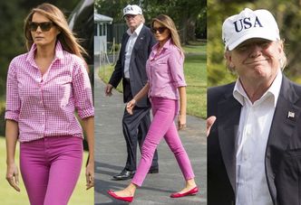 Stylowa Melania w różu i ucieszony Donald wracają z rodzinnego weekendu (ZDJĘCIA)