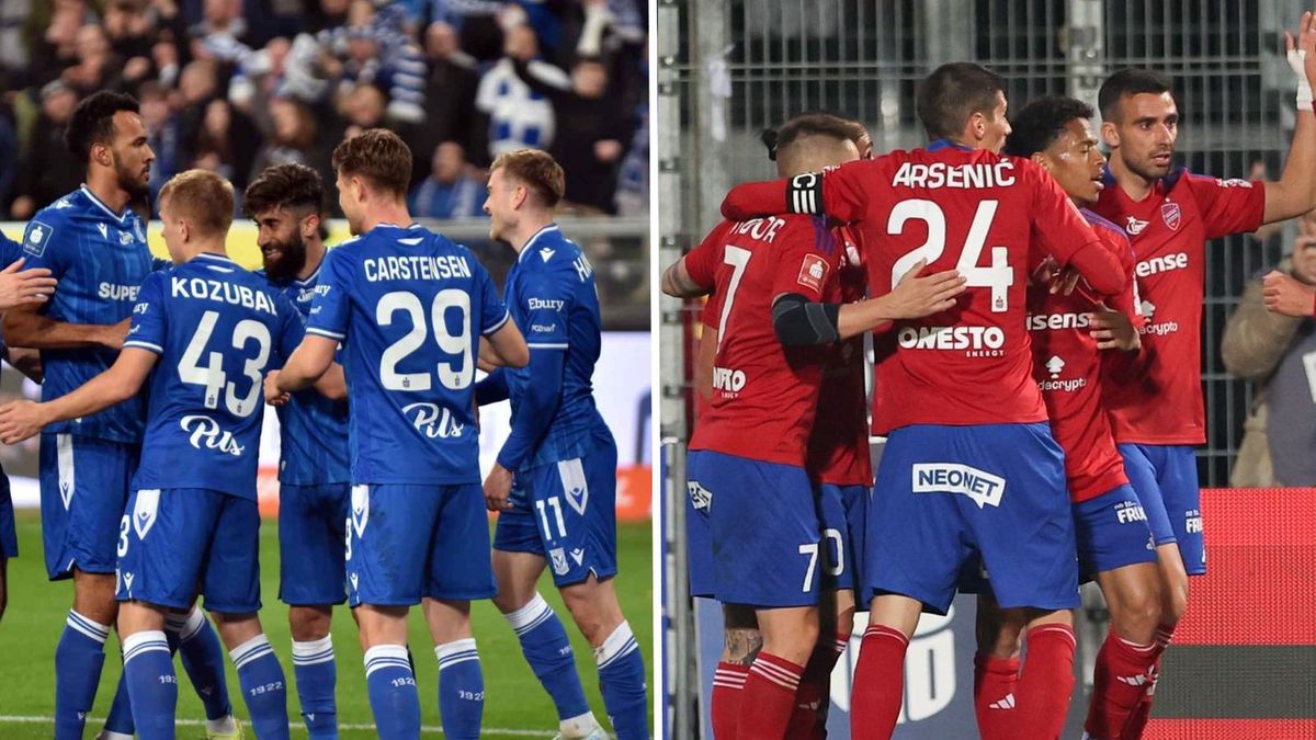 Getty Images / Grzegorz Wajda/SOPA Images/LightRocket via Getty Images/WP SportoweFakty Michał Jankowsi / Na zdjęciu od lewej: piłkarze Lecha Poznań i Rakowa Częstochowa