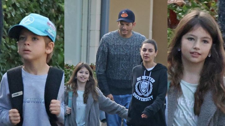 "Zwyczajni" Ashton Kutcher i Mila Kunis buszują z dziećmi po sklepach