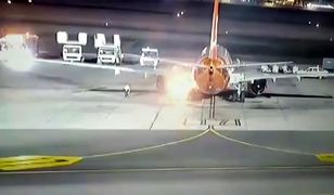 Samolot Boeing 737-800 zaczął płonąć na lotnisku [WIDEO]