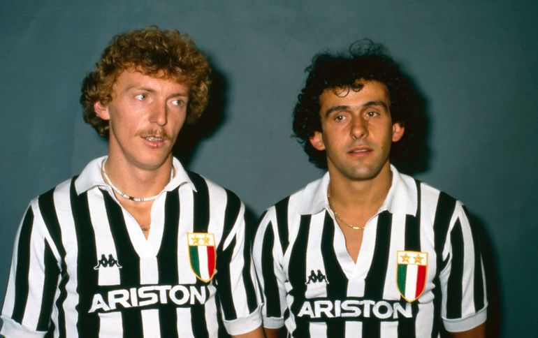 Zbigniew Boniek i Michel Platini po przejściu do Juventusu