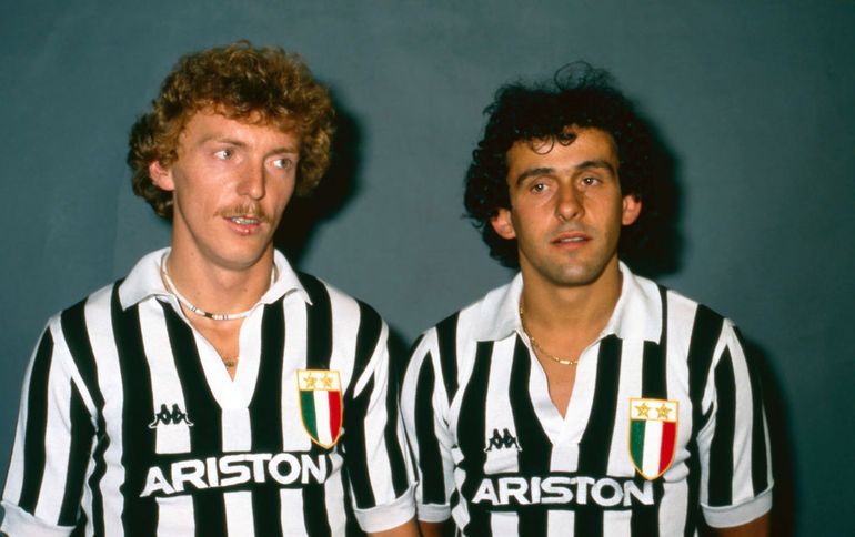 Zbigniew Boniek i Michel Platini po przejściu do Juventusu
