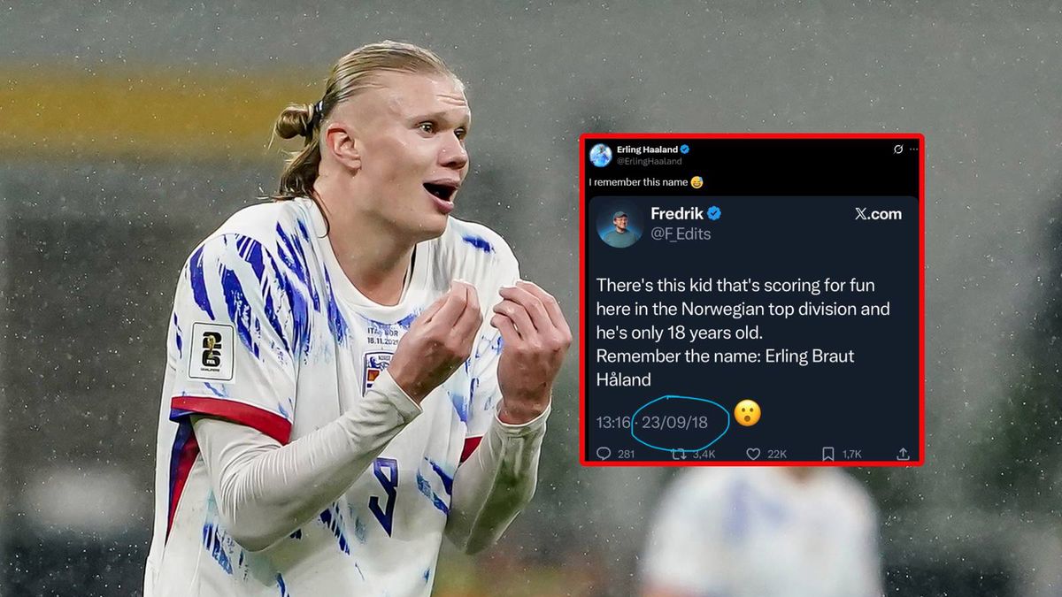 Getty Images / Sports Press Photo/x.com/Erling Haaland / Erling Haaland i jego odpowiedź na wpis jednego z użytkowników