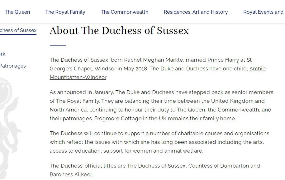 Nowa sekcja o Meghan Markle na stronie royalsów