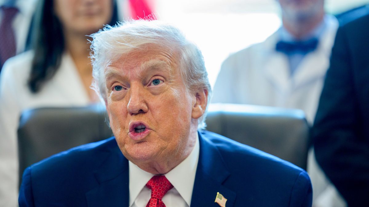 US President Donald Trump during an executive order signing in the Oval Office of the White House in Washington, DC, US, on Thursday, Dec. 18, 2025. Trump on Thursday signed an executive order directing his administration to move cannabis into a less restrictive federal category, setting in motion a regulatory shift that could alter the legal and commercial landscape for the drug nationwide. Photographer: Aaron Schwartz/CNP/Bloomberg via Getty Images
