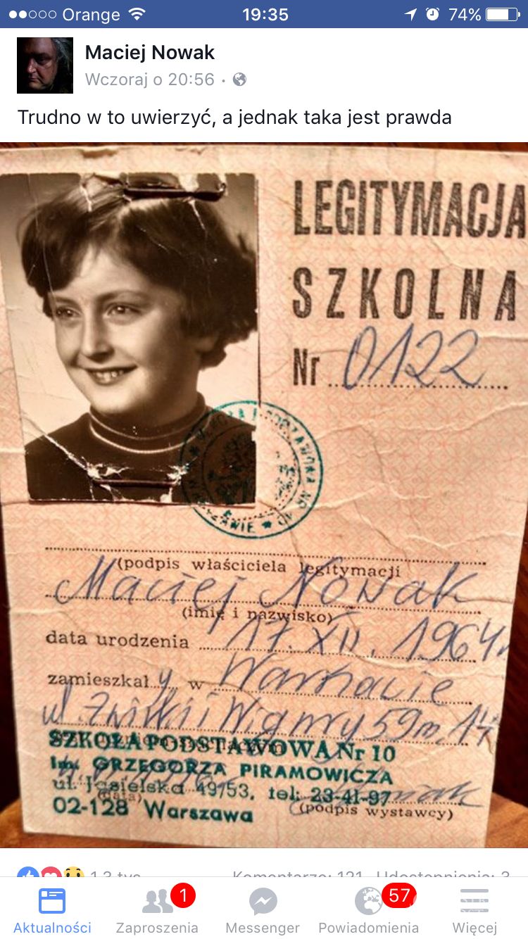 Maciej Nowak w młodości