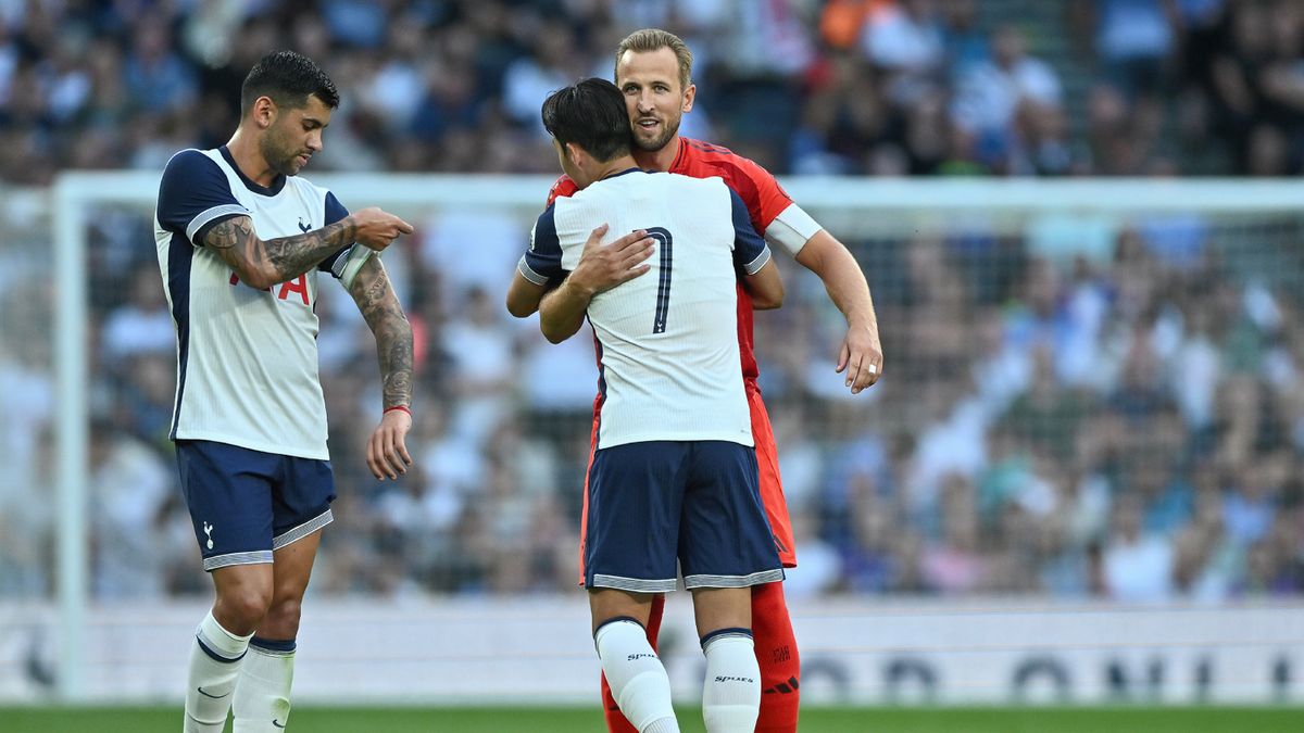 Getty Images / Vince Mignott/MB Media / Heung-min Son, Harry Kane oraz Cristian Romero