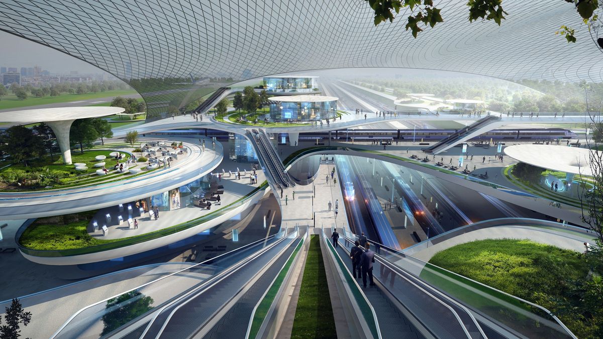 Jedna z wizualizacji CPK, przygotowanych w ramach konkursu na projekt megalotniska. Jak ma wyglądać ten port, na razie jeszcze nie wiadomo