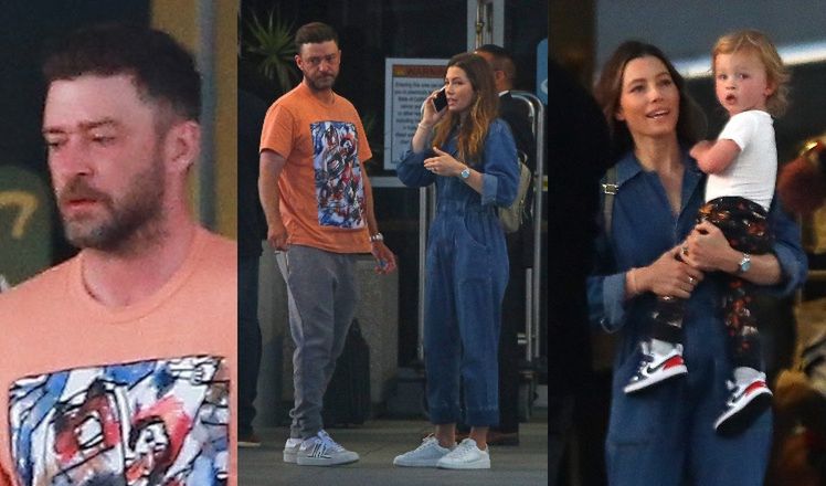 Naburmuszony Justin Timberlake i uśmiechnięta Jessica Biel wracają z wakacji w Cabo (ZDJĘCIA)