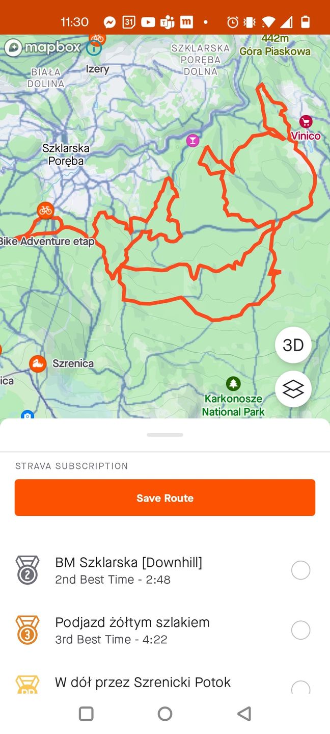 Strava: przejechane segmenty