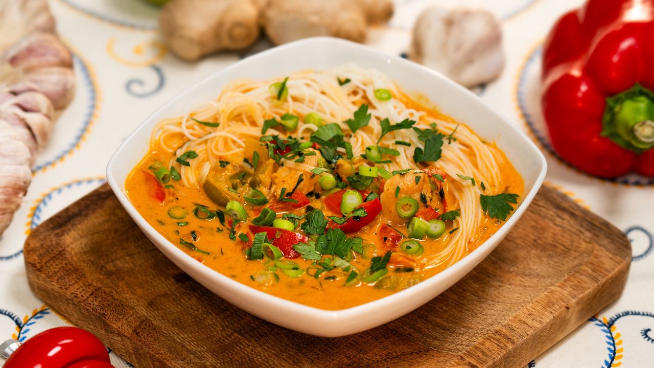Quick and easy Thai chicken noodle soup for cozy nights