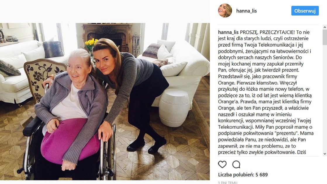 Temat nieuczciwych firm wrócił za sprawą historii matki Hanny Lis, którą dziennikarka dokładnie opisuje w mediach społecznościowych.