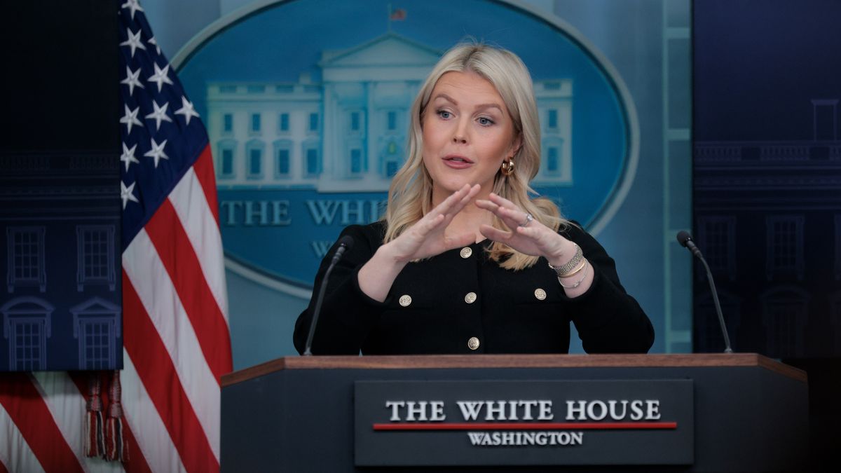 WASHINGTON, DC - FEBRUARY 18: White House Press Secretary Karoline Leavitt speaks during a news briefing in the James S. Brady Press Briefing Room of the White House on February 18, 2026 in Washington, DC. Leavitt spoke to reporters on a range of topics amid a partial government shutdown that has paused funding for the Department of Homeland Security.   (Photo by Chip Somodevilla/Getty Images)