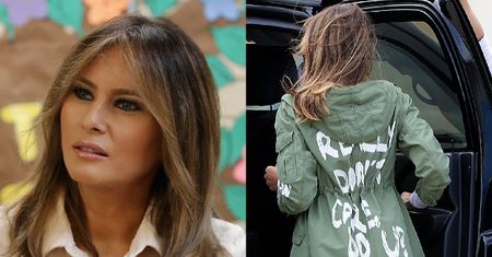 Melania Trump na spotkanie z odebranymi imigrantom dziećmi poleciała w kurtce z napisem "Nie obchodzi mnie to"... (ZDJĘCIA)