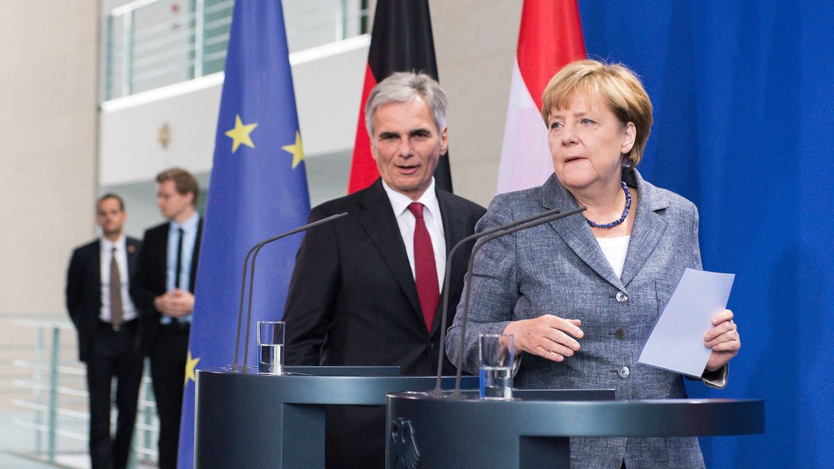 Kanclerz Austrtii Werner Faymann i Niemiec - Angela Merkel