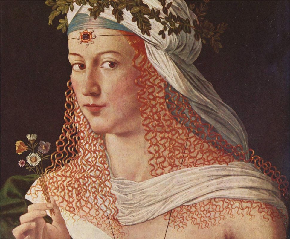 Portret autorstwa Bartolomeo Veneto, przedstawiający prawdopodobnie Lukrecję Borgię