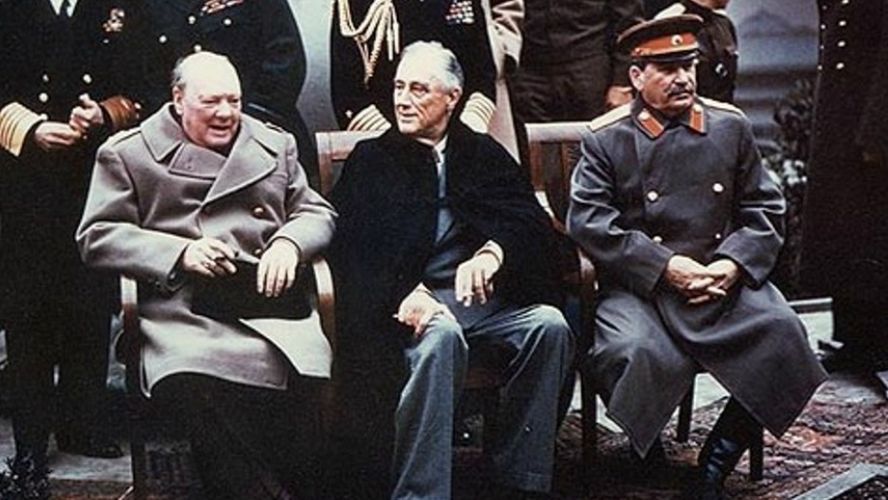 Winston Churchill, Franklin D. Roosevelt i Józef Stalin w Jałcie, 1945 r.