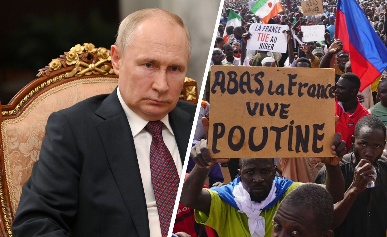 Protest Nigeryjczyków. Na transparencie napis: "Precz z Francją. Niech żyje Putin"