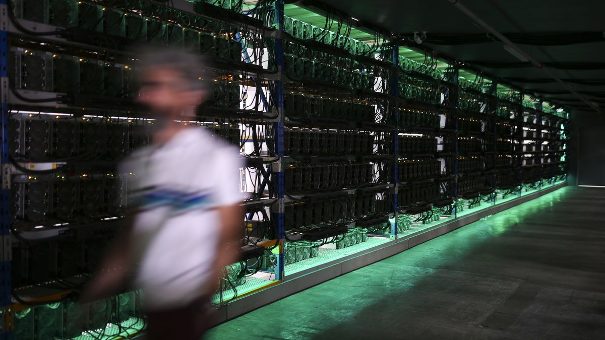 Bitcoin mining machines at a Canada Computational Unlimited Inc. computation center in Joliette, Quebec, Canada, on Friday, Sept. 10, 2021. CCU.ai, a Bitcoin mining center powered by hydroelectricity, has been conditionally approved for trading on the TSX Venture Exchange in Toronto under the stock symbol SATO. Photographer: Christinne Muschi/Bloomberg via Getty Images